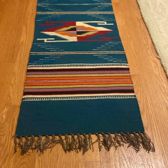 Otegas weaving shop runner Vintage blue purple orange red green white black (1)